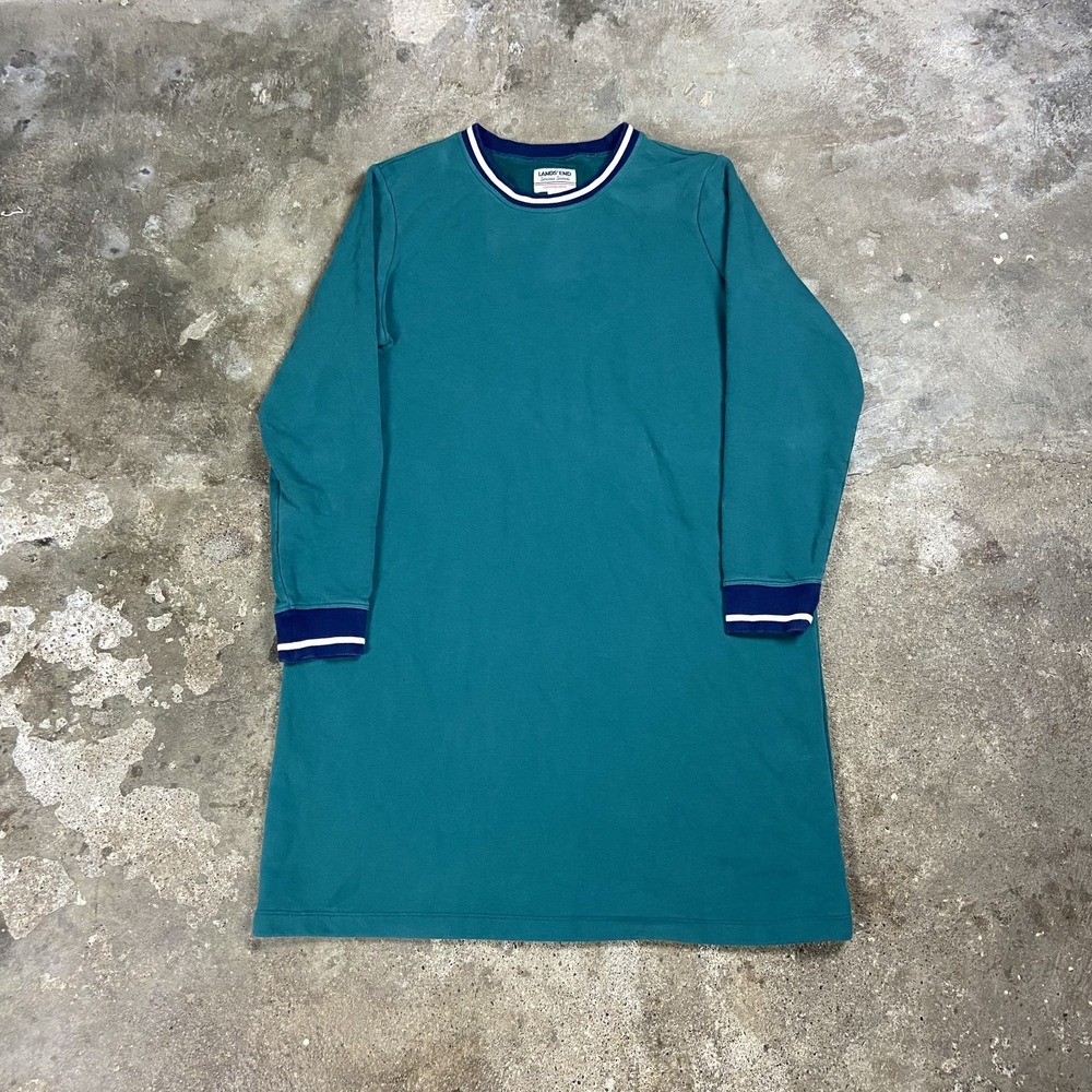 Vintage 90s Lands End Serious Sweats Shirt Dress Youth Size XL 18 Blue French